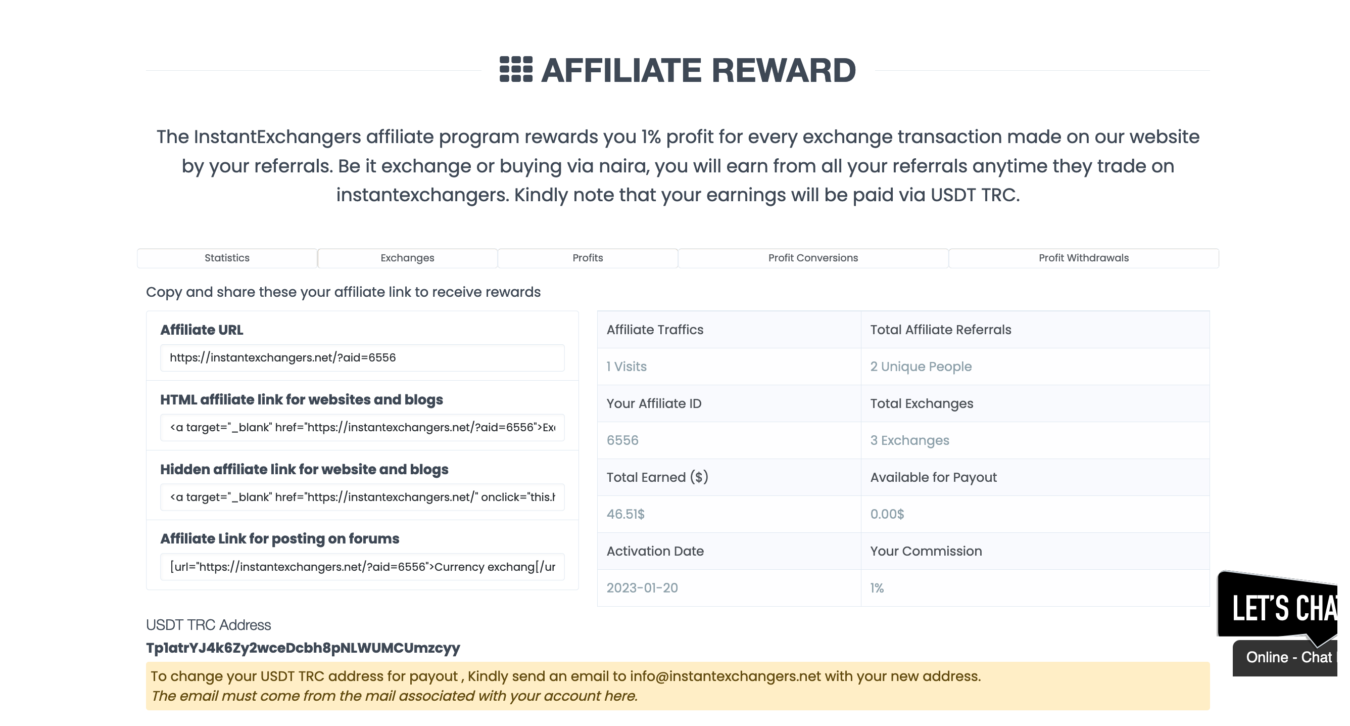 InstantExchangers Referral Programme